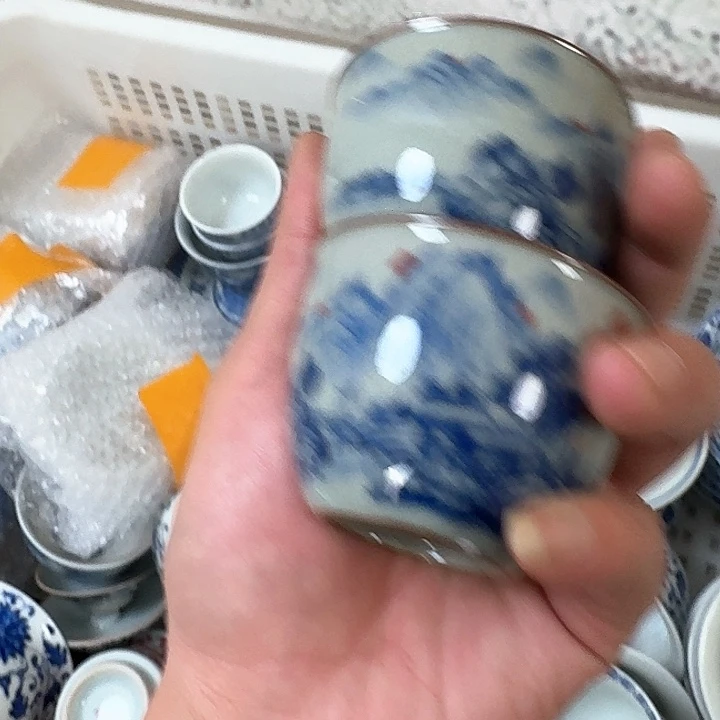 杯老陶泥万里山川客杯微瑕