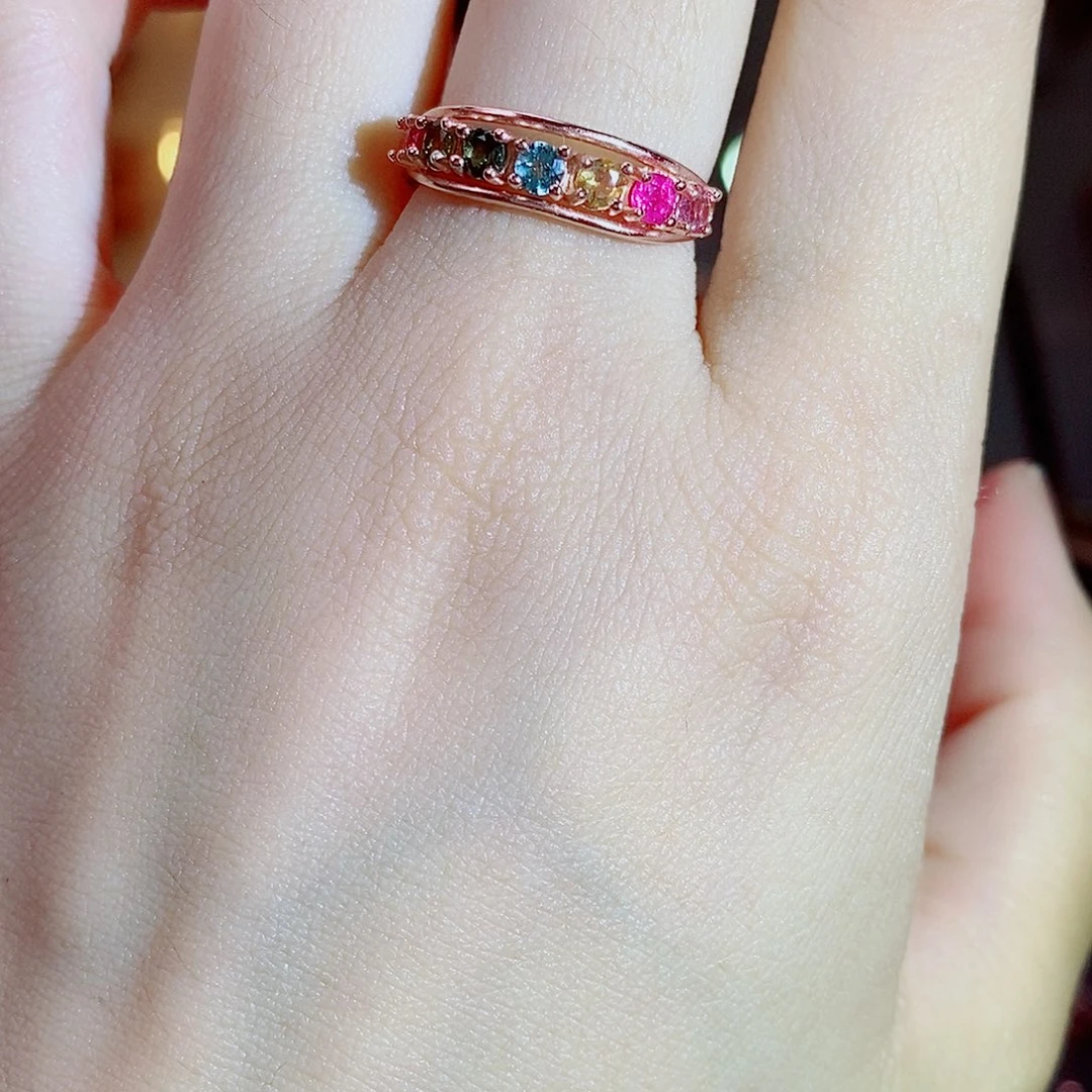 戒指银S925镶嵌碧玺