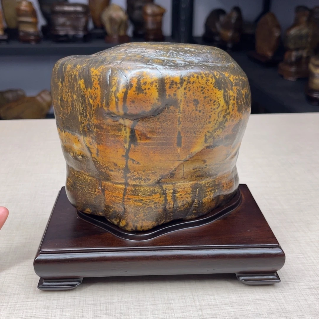 石材广西大化彩玉石配底座