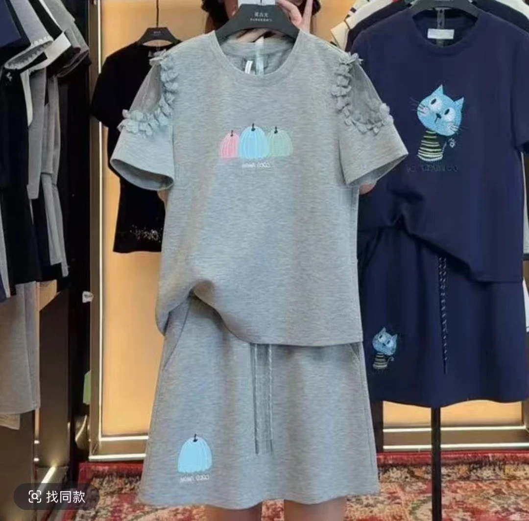 WMA-A321女装上衣时尚休闲风洋气时尚套装夏季宽松减龄套装