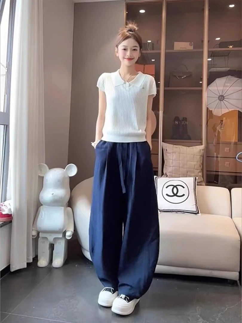 气质减龄穿搭一整套高级感独特别致休闲时尚短袖上衣阔腿裤两件套