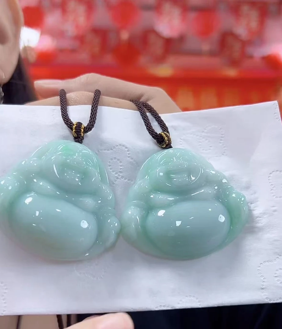 官方正品翡翠A货大绿佛（多样性发货发一个）宽50+高47+厚11-13送绳