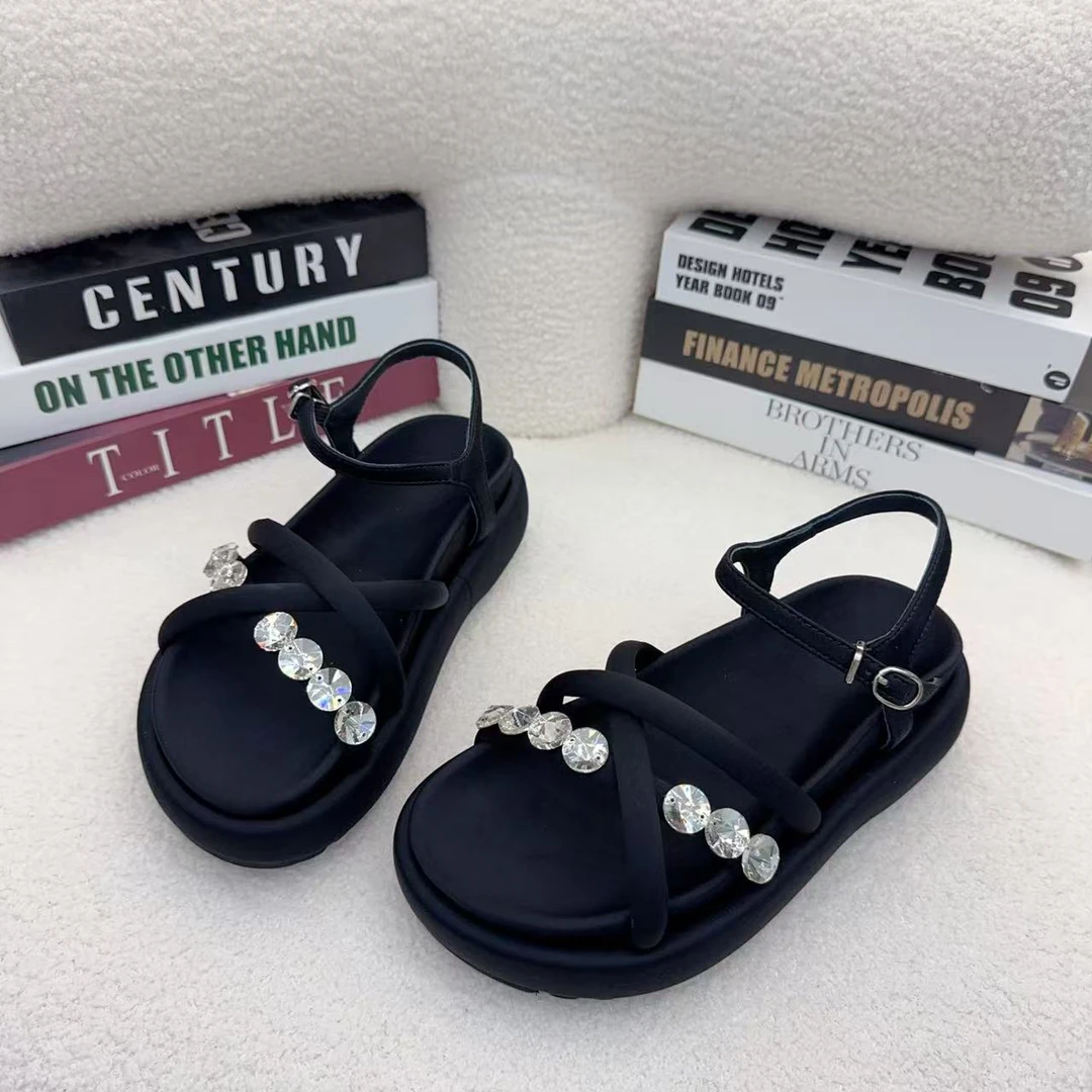 现货G20｜莱卡缝钻时尚百搭厚底凉鞋女｜标准尺码｜5176-3