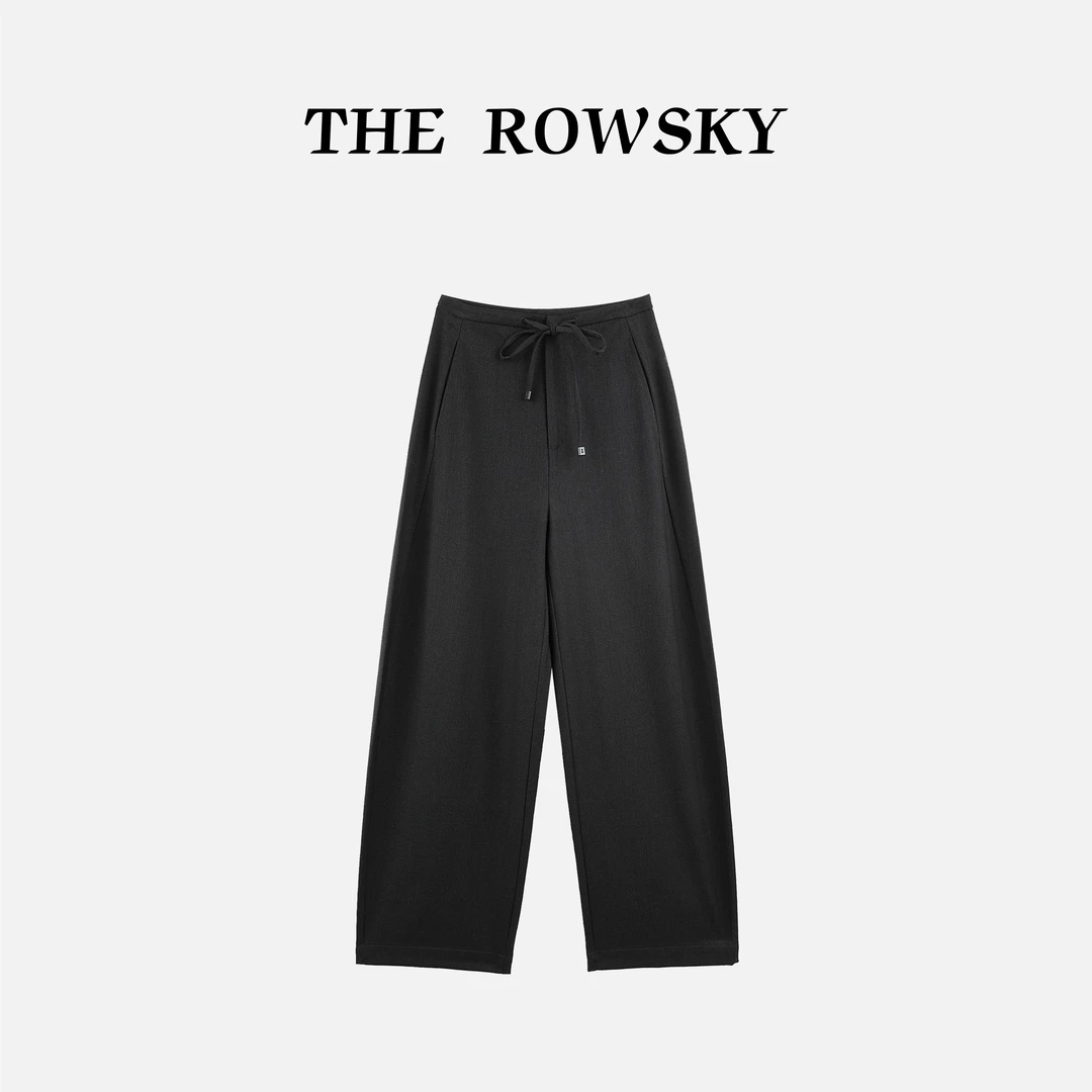 杨圣坤2025秋季新品女士舒适百搭显瘦抽绳通勤休闲直筒裤SQ258905