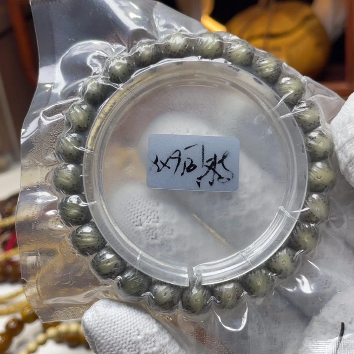 手串星月菩提8-9黑冰雕刻拉丝纹老型桶