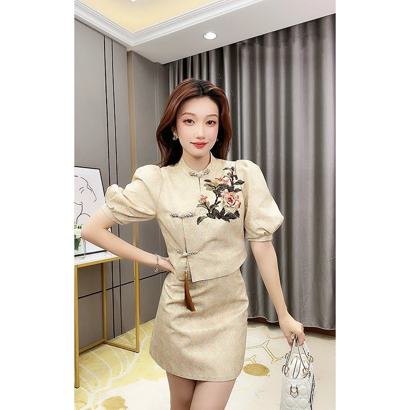 【芙娜妮轻奢】国内设计师品牌春季新款感轻奢套装F2312874A