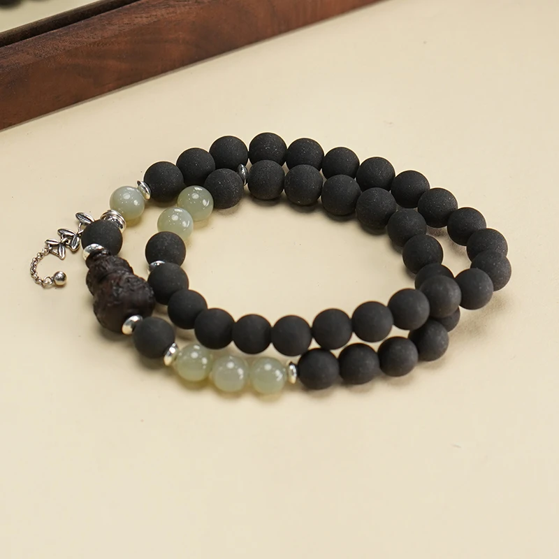 B【大四合】和田玉925银合香珠国风百搭气质简约非遗手串