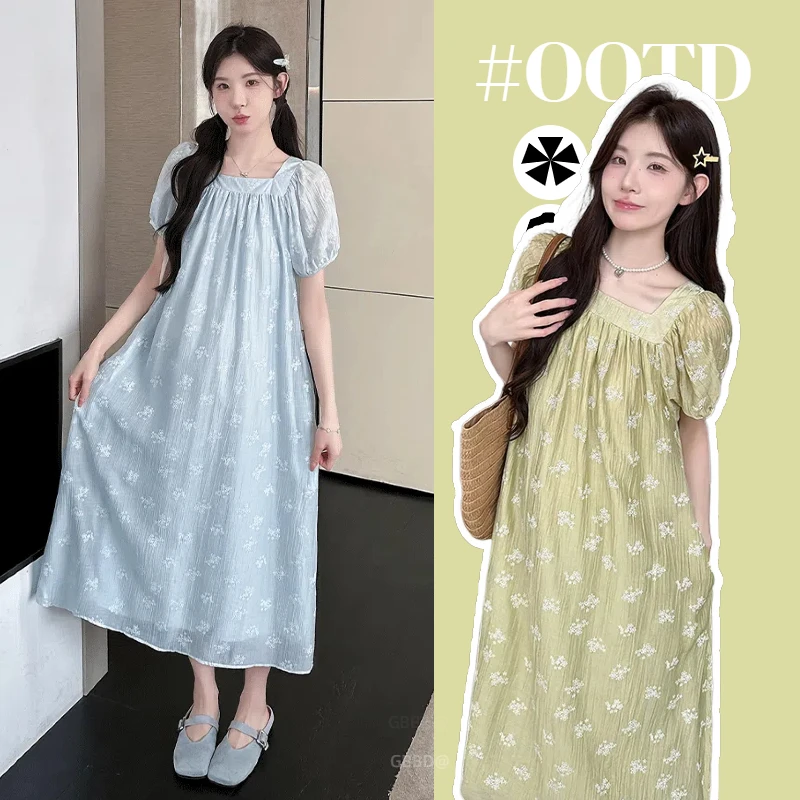 孕妇装2025夏季新款甜美韩版时尚宽松显瘦高颜值孕妇连衣裙中长款