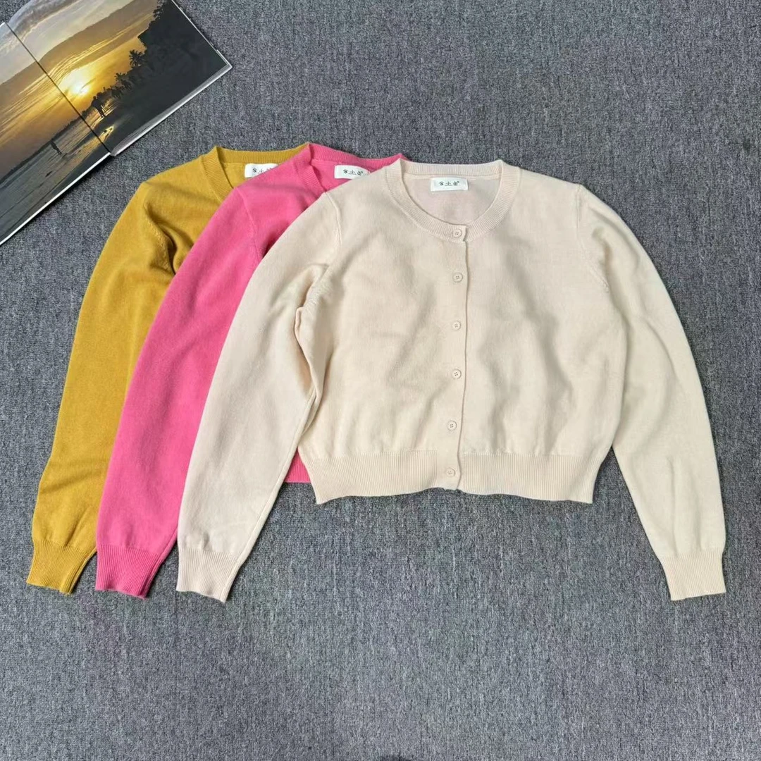 13206余小鱼【糯米小羊】三色单排扣时尚休闲圆领长袖开衫毛衣女装