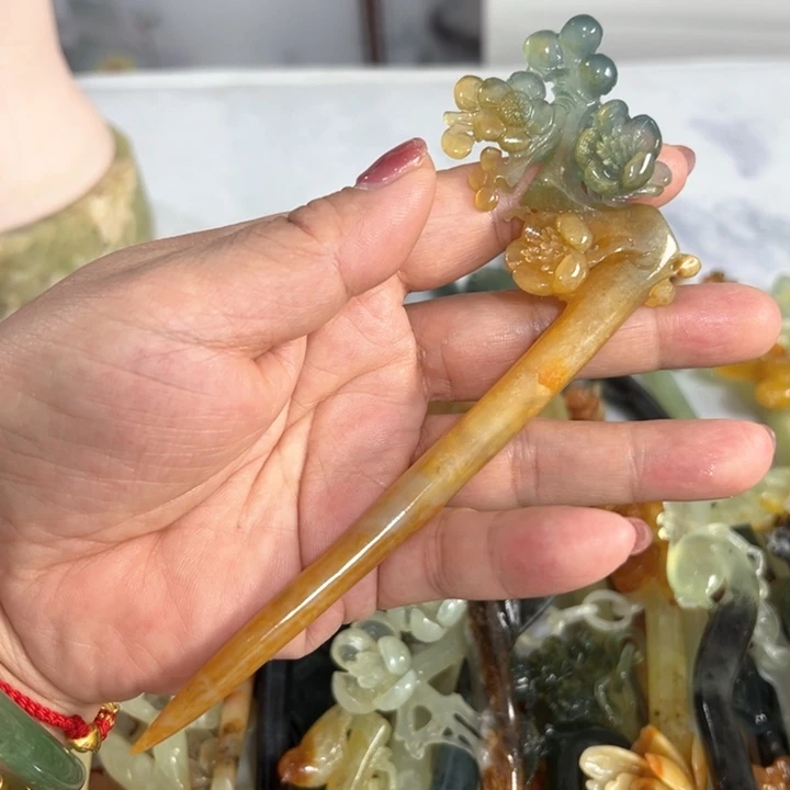 定制蛇纹石玉毛货发饰