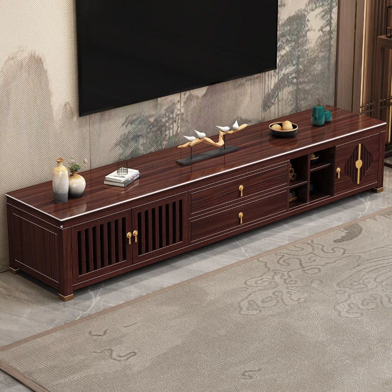 新中式乌金木全实木家用客厅电视柜储物柜影视柜家具LY001#2.2米