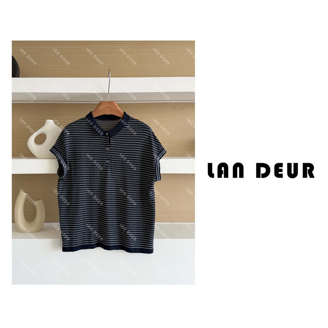 JIUJIU【花影织梦】100%莱赛尔条纹套头针织衫百搭简约上衣女