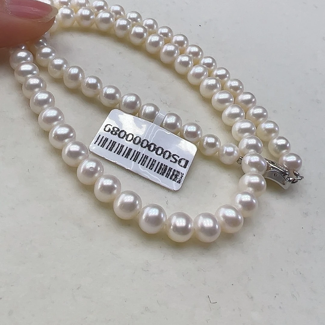 淡水珍珠颈饰银S925镶嵌➕6.7高品极光炫彩