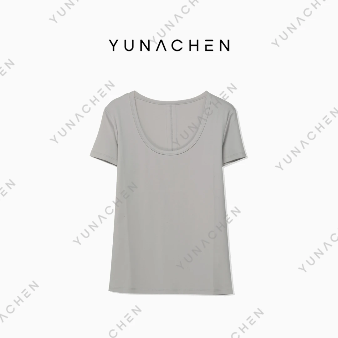 【澜轻】E28春夏时尚休闲舒适大U领款短袖T恤647-SS25231