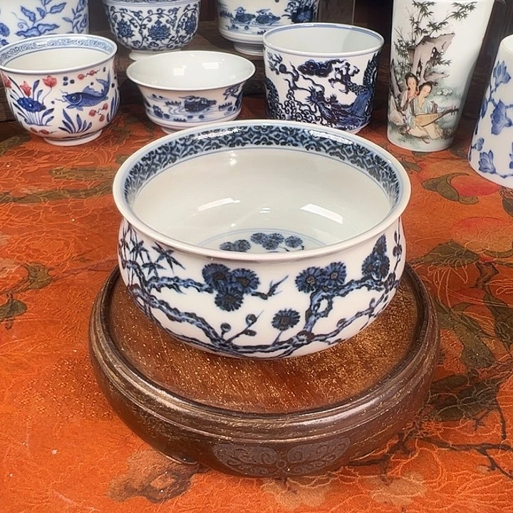 杯子陶元煦窑松竹梅炉式杯