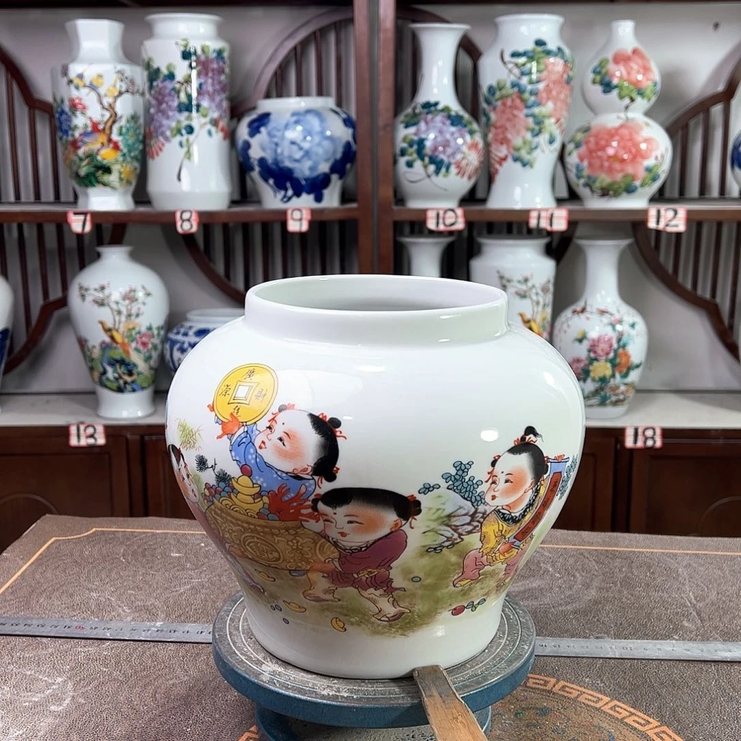 摆件景德镇陶瓷大口进宝