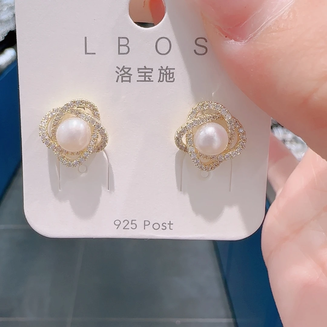 铜合金锆石925银耳环