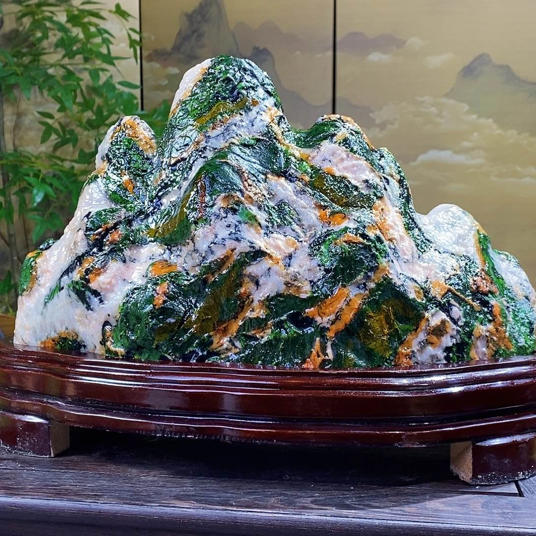 石材山水画作品摆件