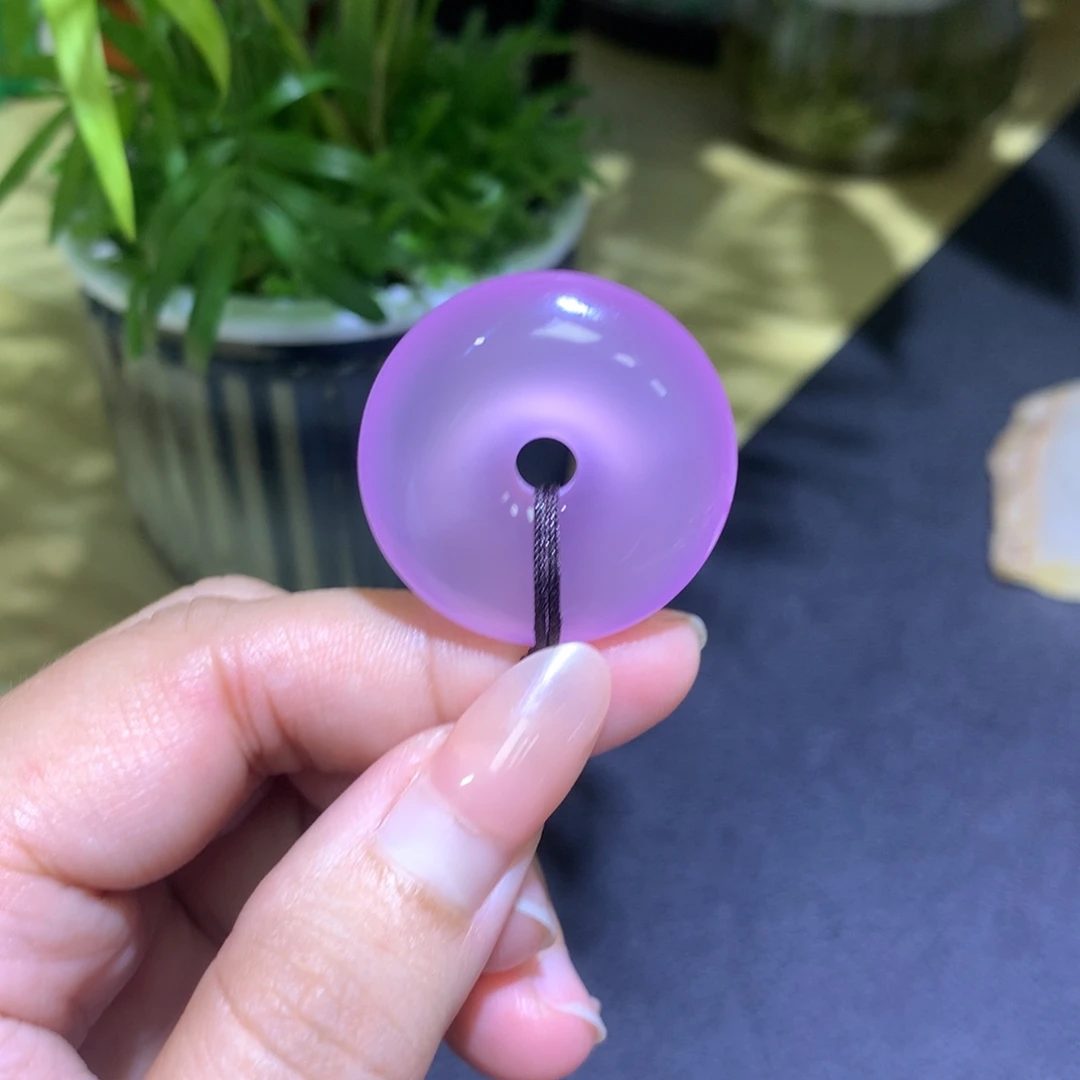 玛瑙/玉髓未镶嵌手镯卡30葡萄紫平安扣