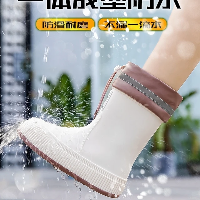 雨鞋女款2025新款日系中筒加绒雨靴防水套鞋水鞋水靴女士防滑胶鞋