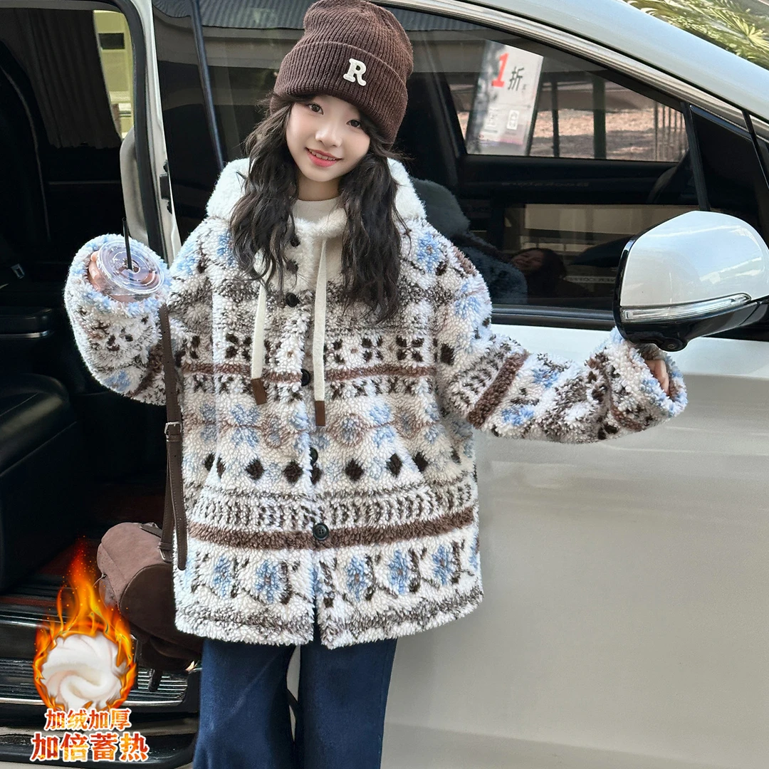 女童加厚外套冬季2026新款今年流行爆款儿童羊羔绒毛毛衣韩系上衣