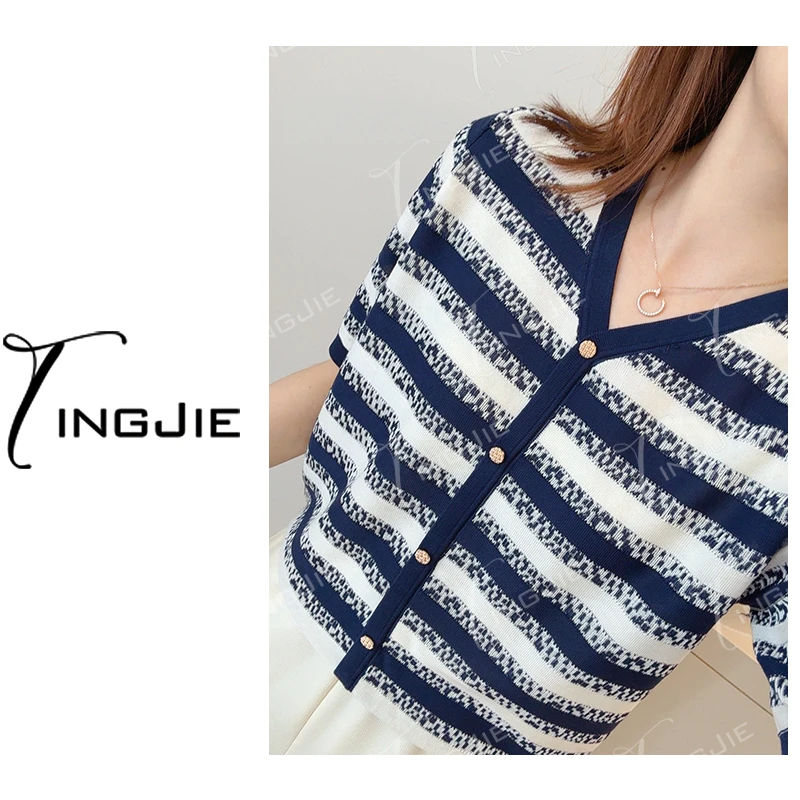 100%莱塞尔~线下高定同款！2025年条纹针织上衣B2690