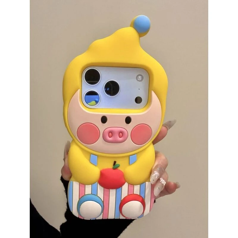 可爱抱苹果小猪星星卡通适用于iphone17promax苹果16pr手机壳硅胶