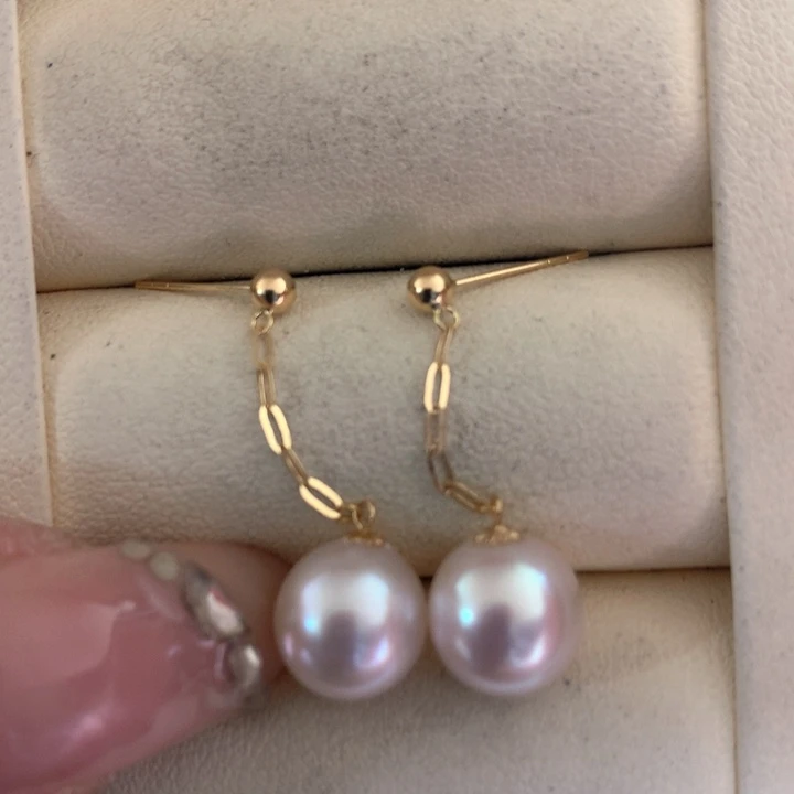 18K金镶嵌耳饰海水珍珠