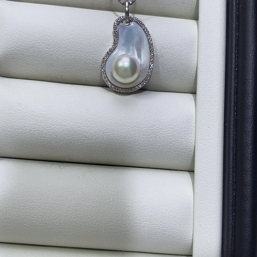 海水珍珠银S925镶嵌颈饰