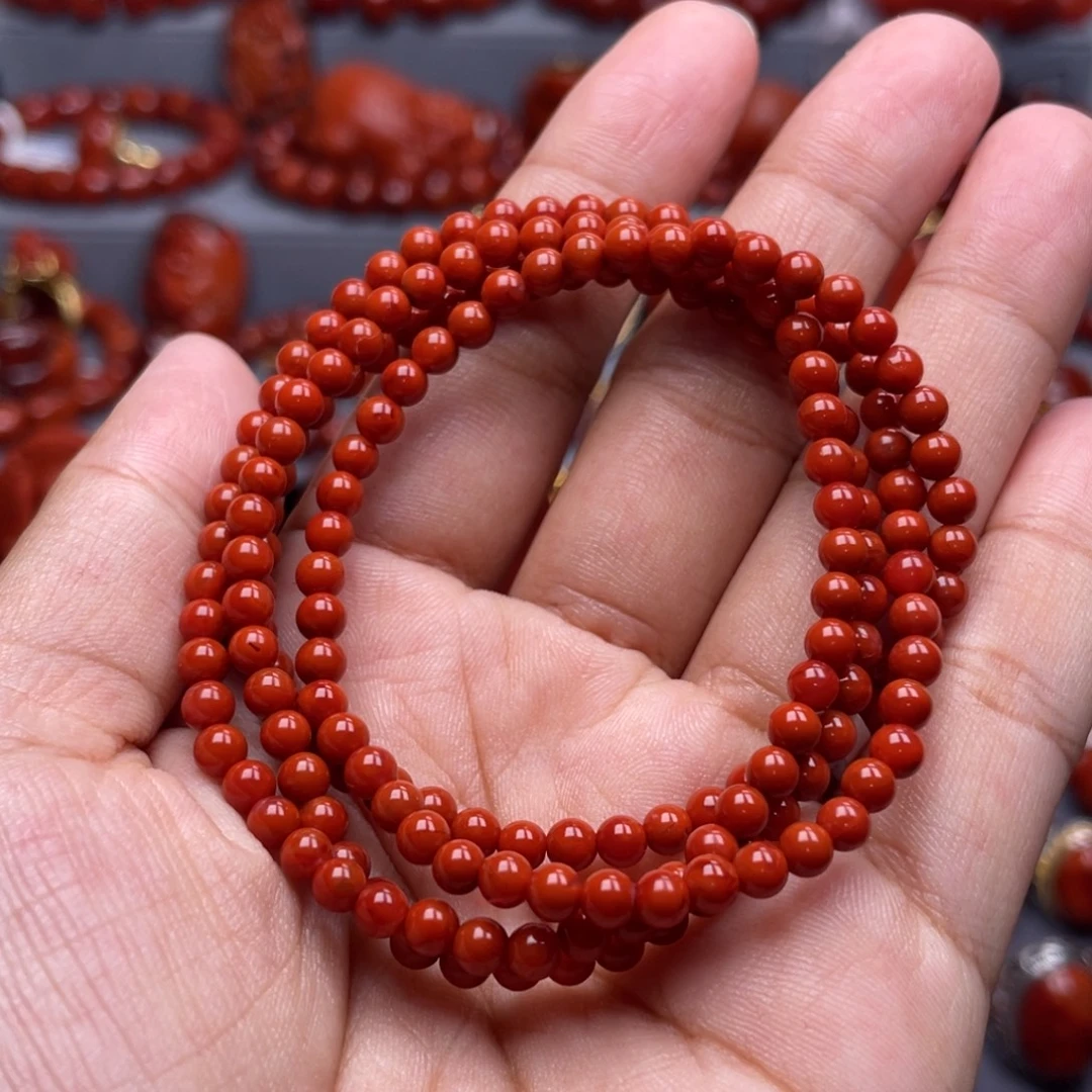 南红玛瑙未镶嵌珠宝奇石多圈4mm