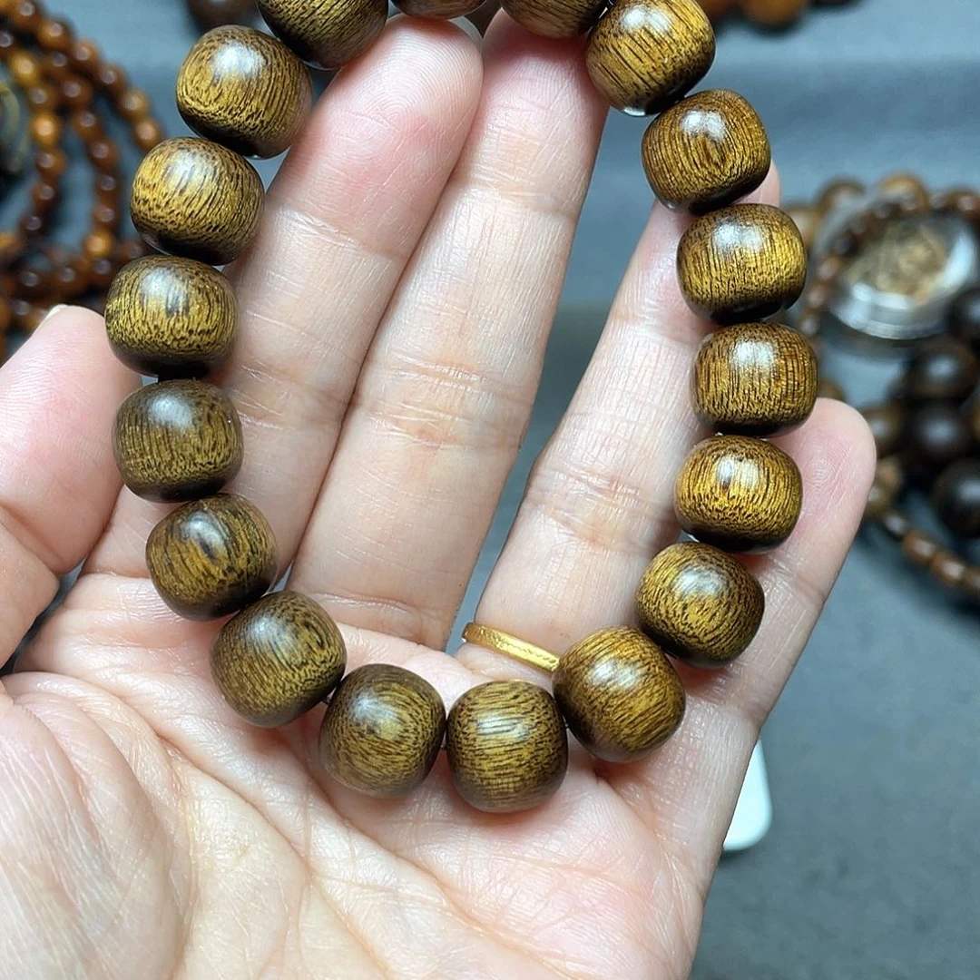沉香手串芽庄黄棋金丝蜜结1.2