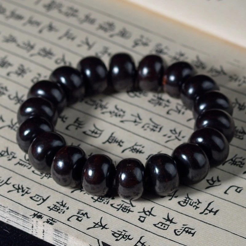 【直播专属价】A118黑檀木手串单圈盘珠文玩木质手链18mm算盘珠佛珠