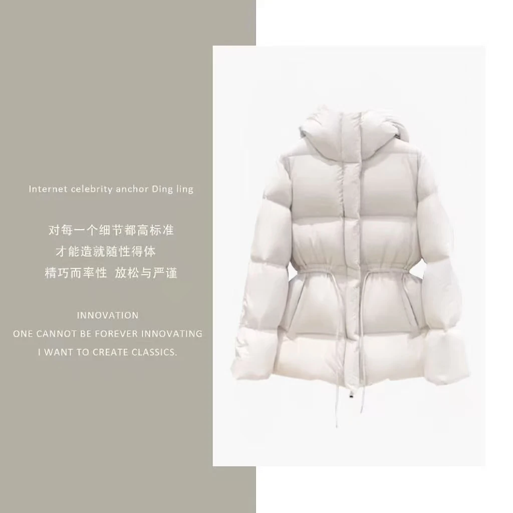 巴黎走秀款！韩系收腰高级时尚连帽羽绒服女101