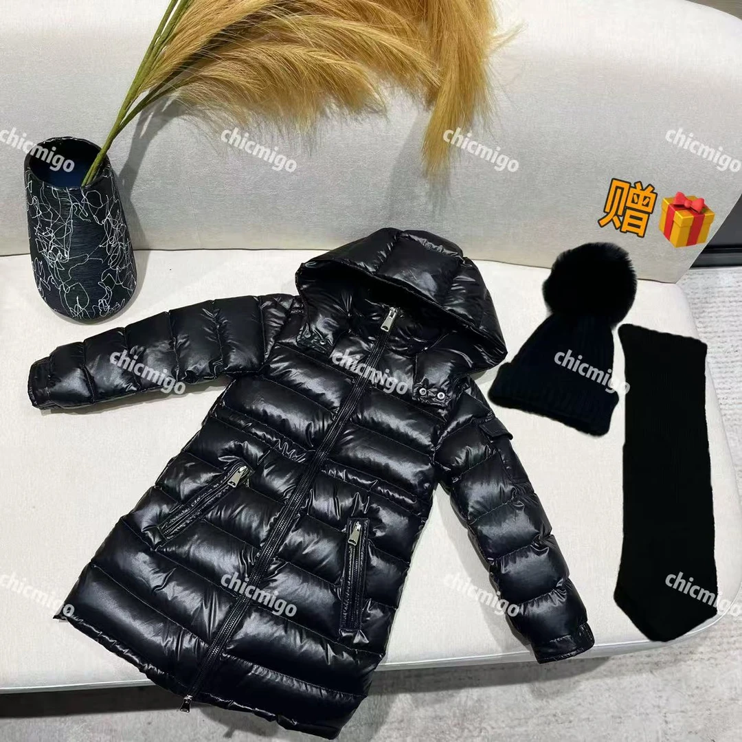 【Chicmigo高定童装】秋冬新款轻奢高定保暖百搭长款90白鹅绒羽绒服