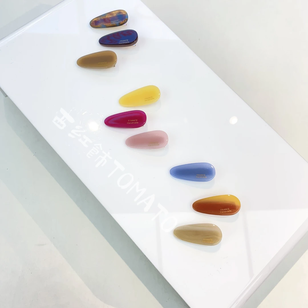 西红饰TOMATO韩国东大门醋酸金标彩色侧边鸭嘴夹一组