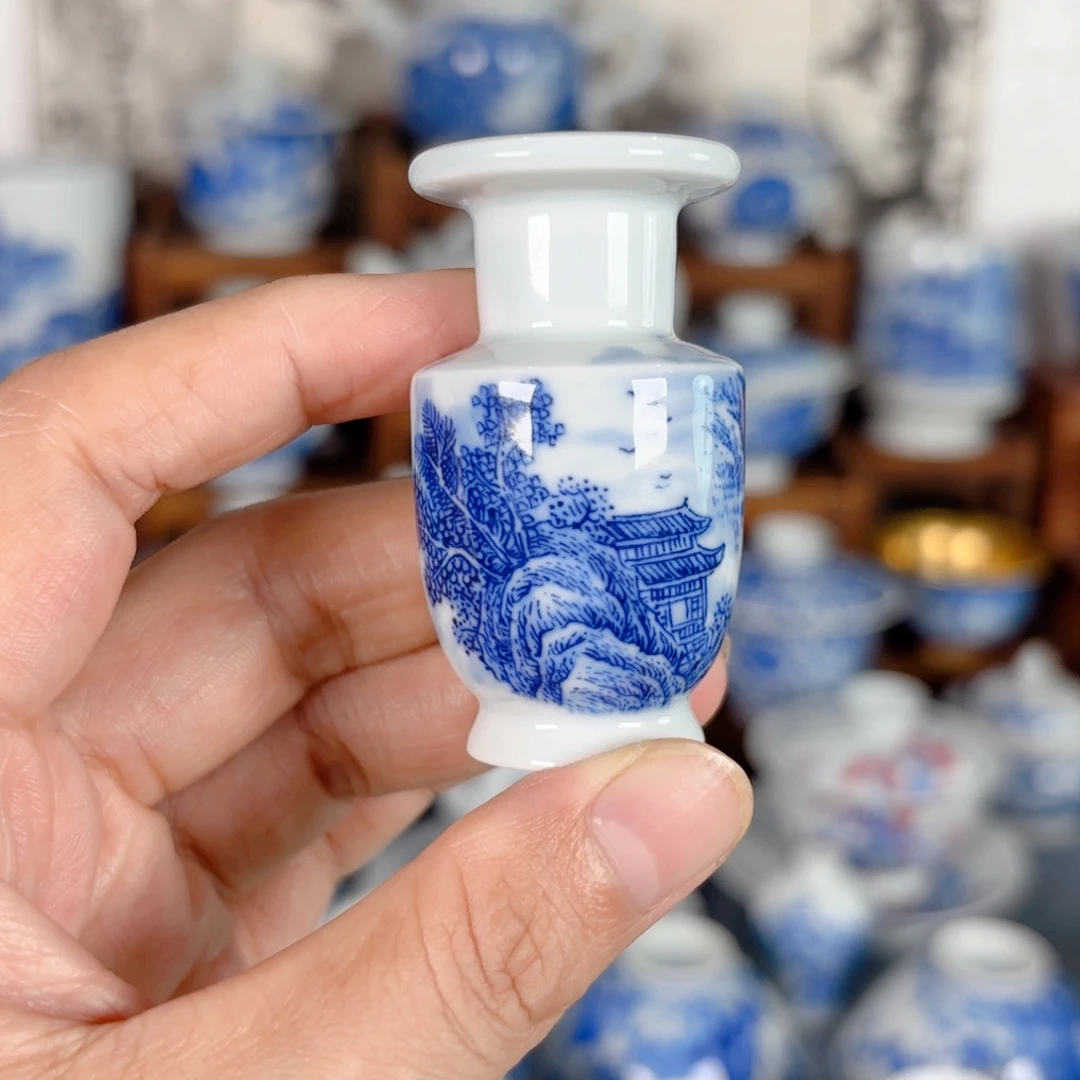 青花瓷器手绘作品陶瓷盖置