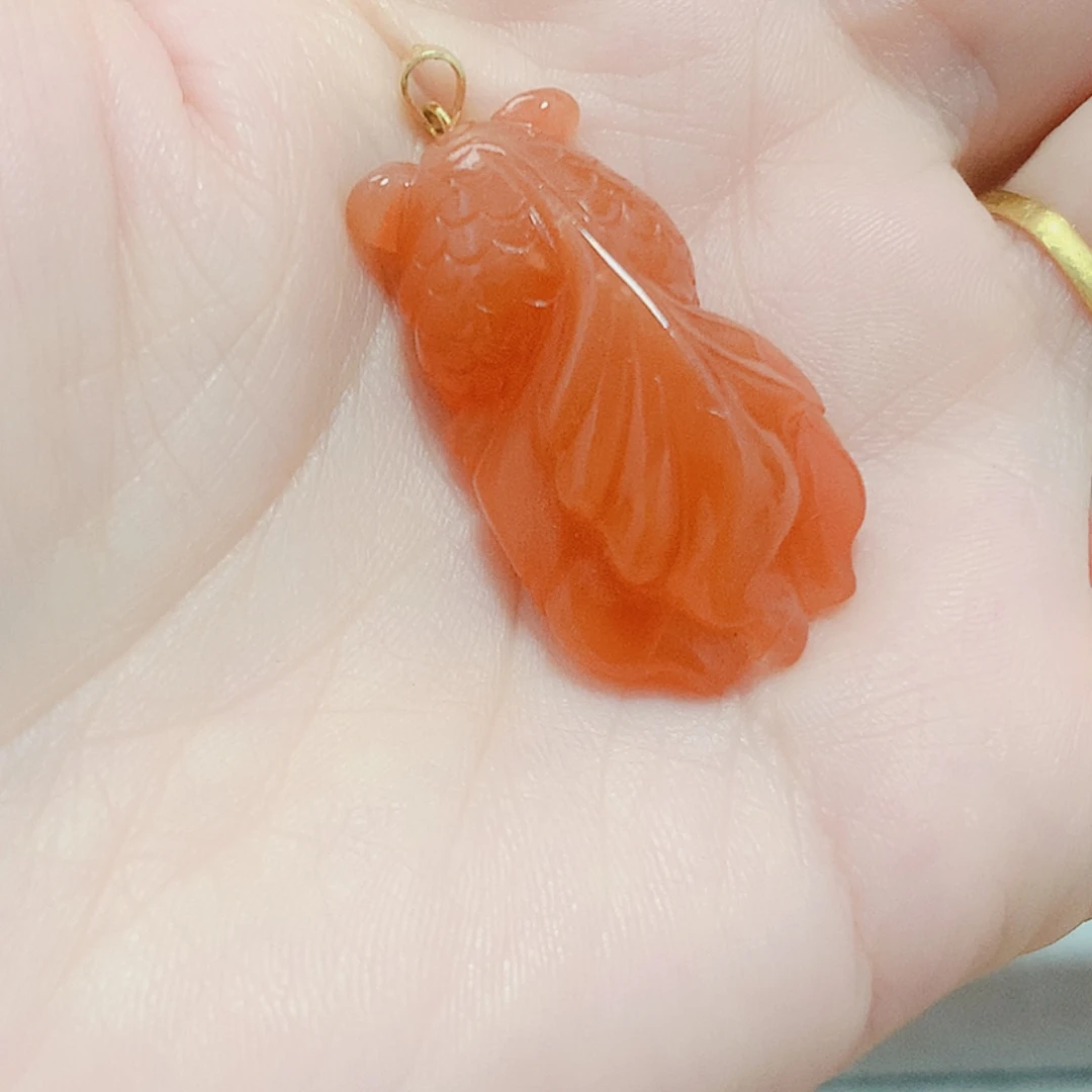 南红玛瑙银S925镶嵌吊坠(不含链)