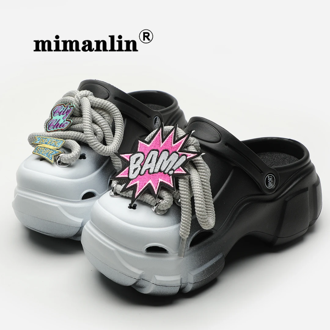 米曼琳女鞋踩屎感夏季防滑外穿拖鞋洞洞鞋厚底eva包头个性凉拖鞋