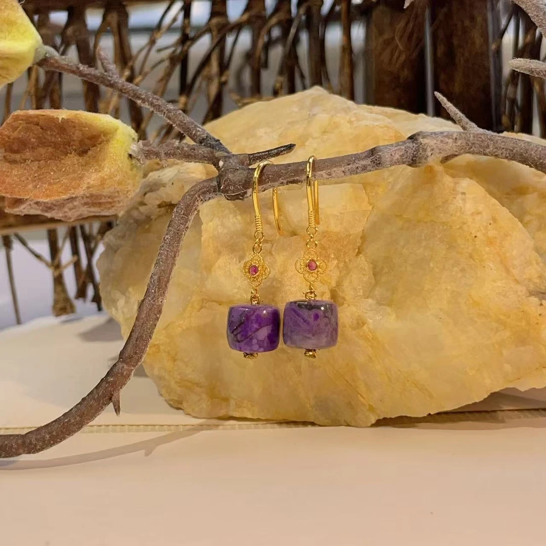 舒俱来皇家紫直切耳钩18k/7.5mm+/AZB4258