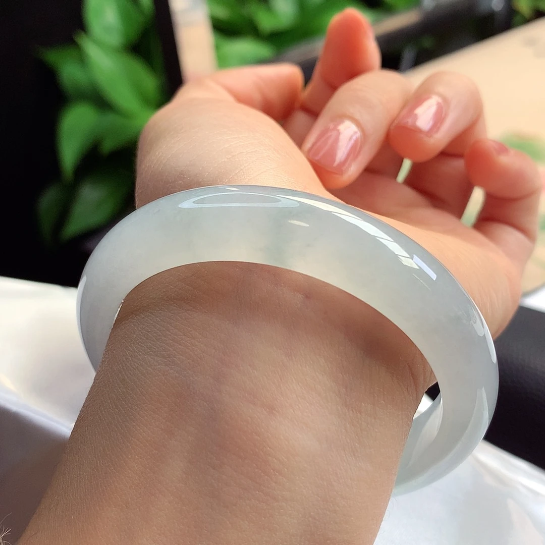 未镶嵌手镯翡翠55-56圈口完美冰胶条子8号