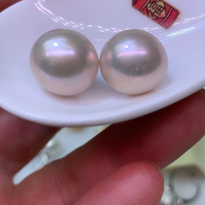 银S925镶嵌耳饰淡水珍珠