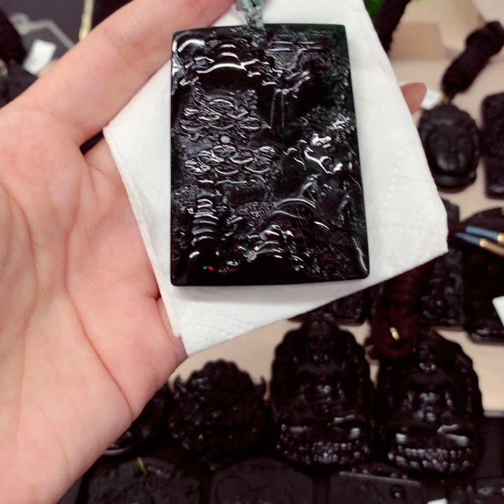 未镶嵌挂件翡翠天然a货钢琴黑挂件