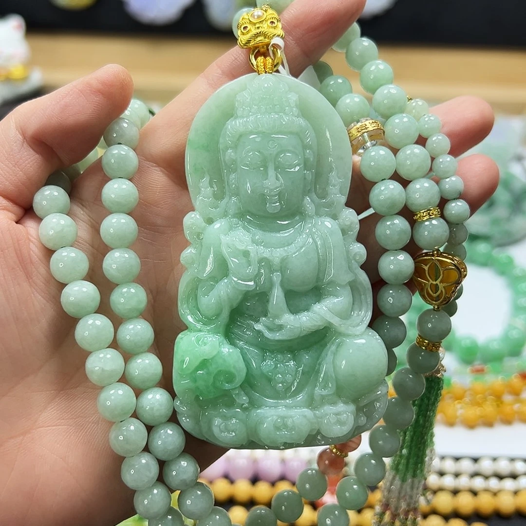 佛***缘翡翠未镶嵌颈饰吊坠