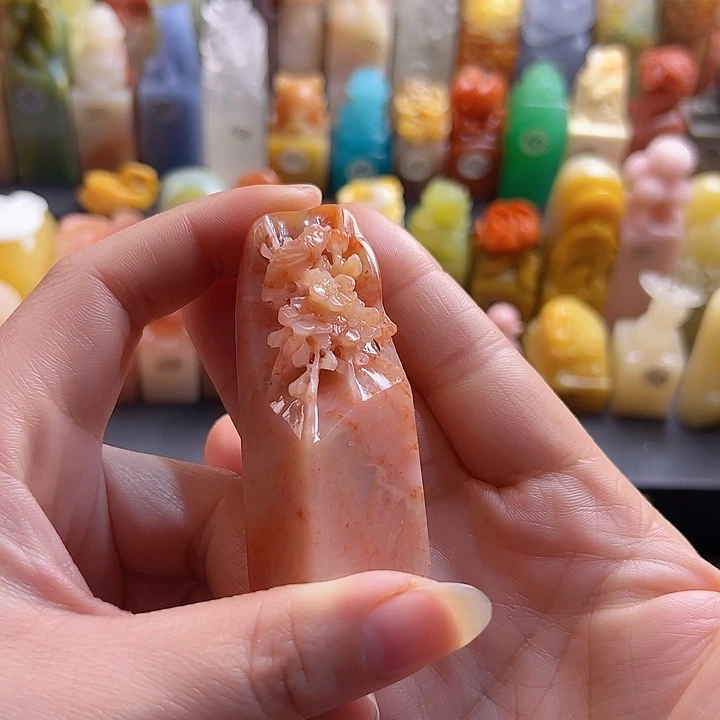 老挝石印石手工定制2厘米，喜上梅梢，包刻字