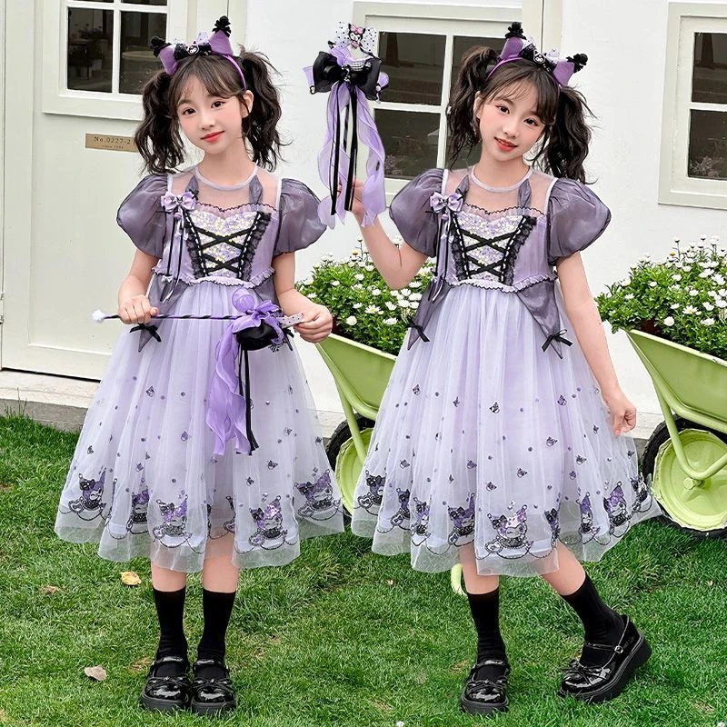 女童库洛米夏季连衣裙新款儿童公主洋气女中大童五一旅游出街衣服