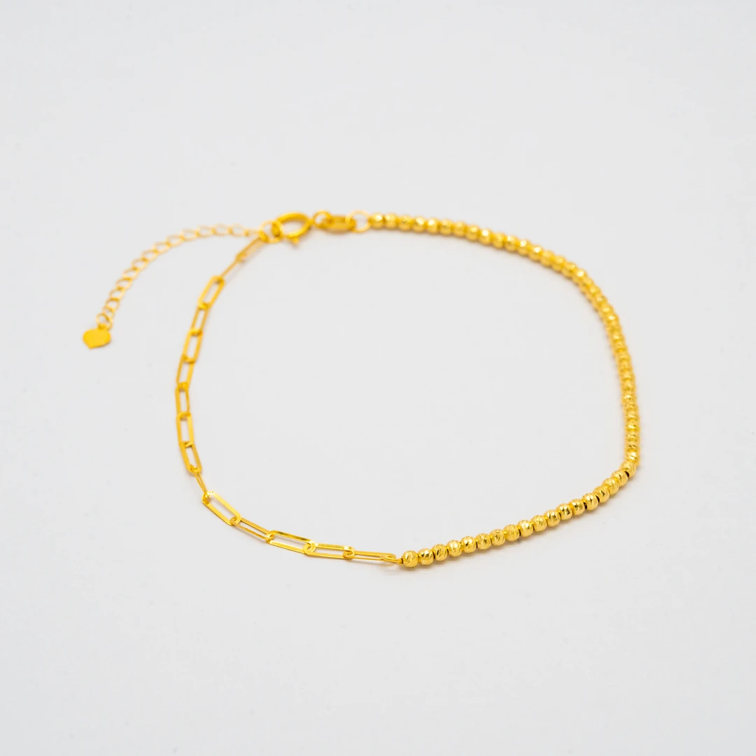 18k金斜纹珠手链时尚百搭E520