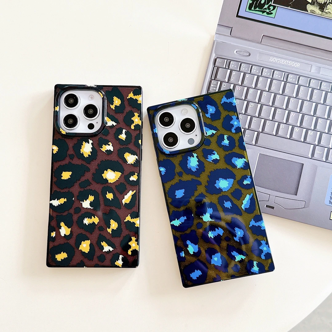 【萌】创意细闪双层透灰全包防摔方形壳适用于苹果13-16系列手机壳