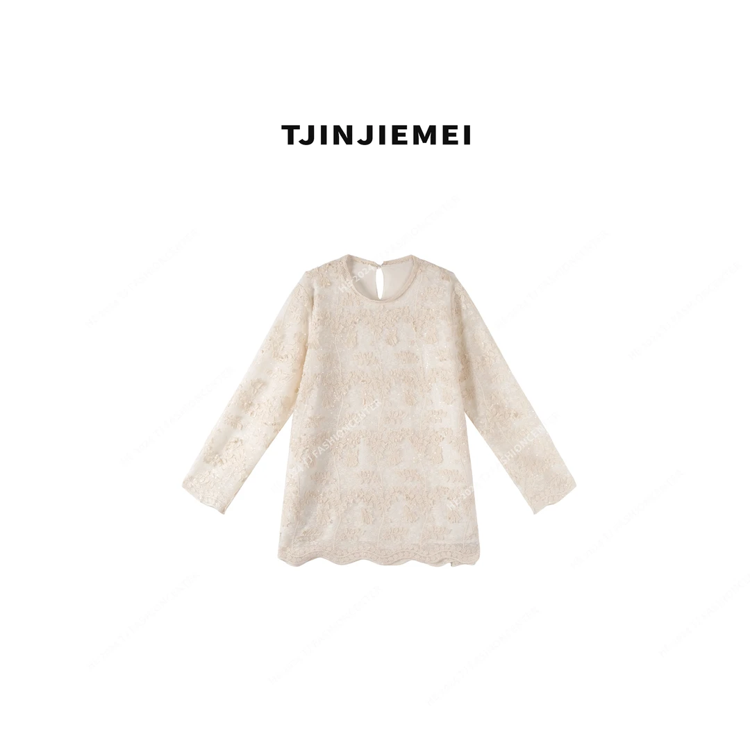 T井姐妹【蕾丝】设计感简约休闲百搭长袖T恤TX2502-24861