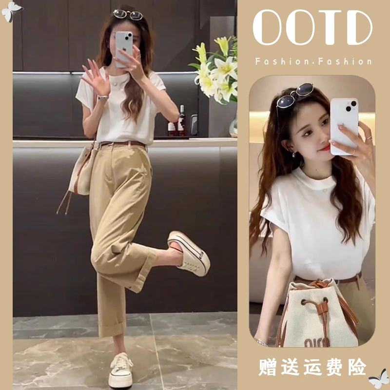 夏装搭配一整套2025新款时尚今年流行炸街减龄休闲裤两件套装女装