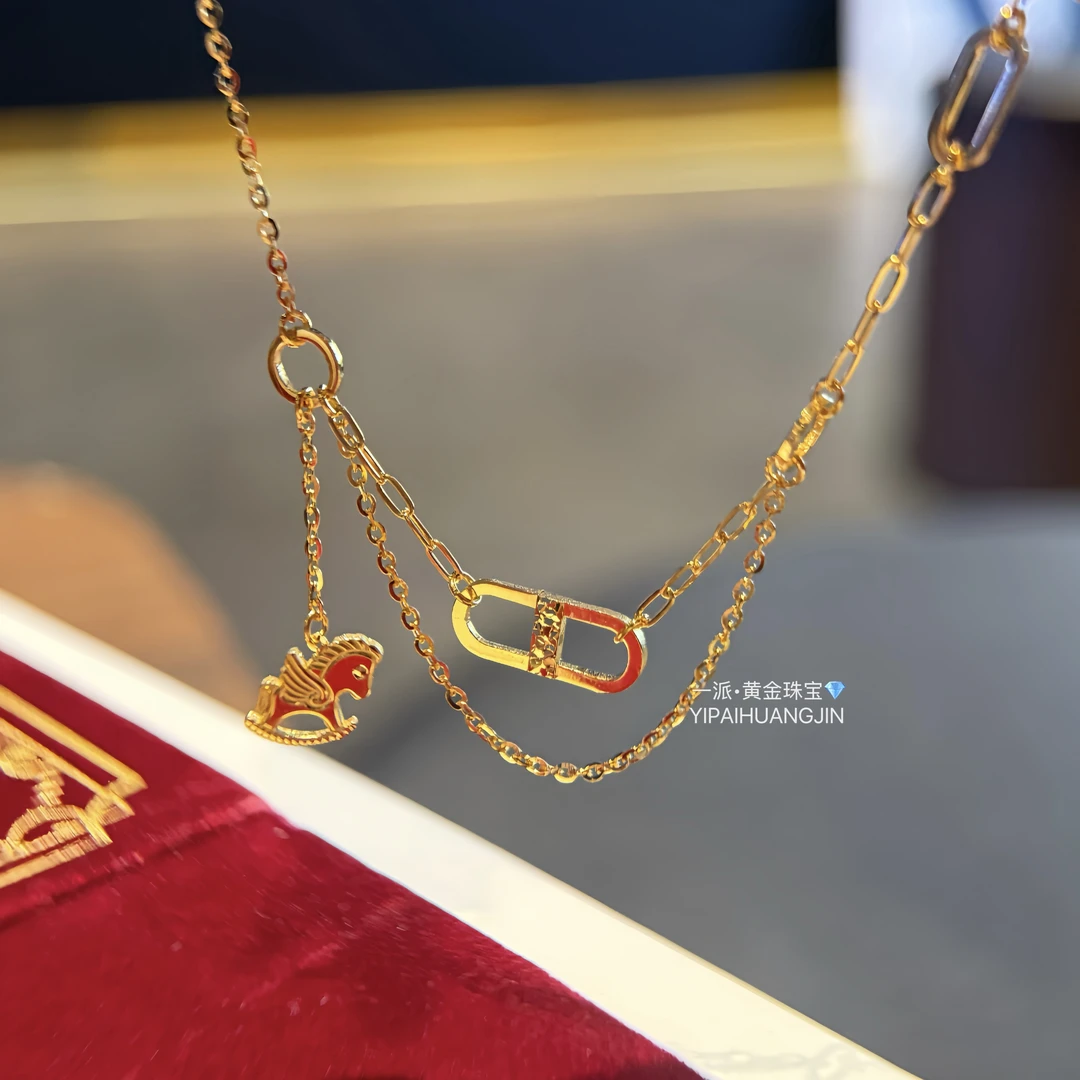 童趣猪鼻子项链足金999黄金项链@YPXL002